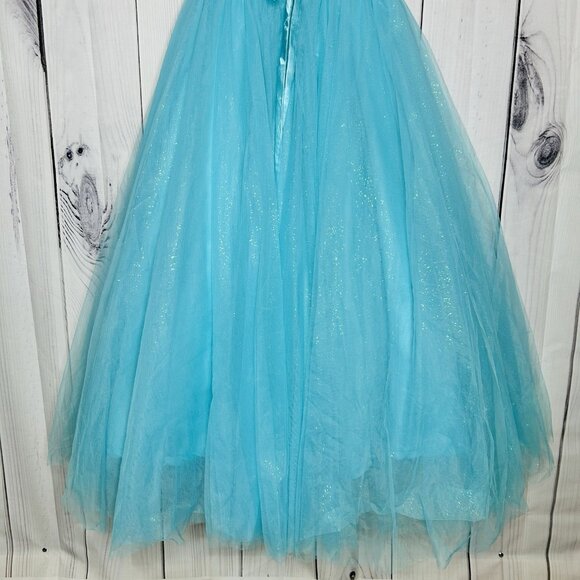 Tiffany Designs Corset Lace Up Back Beaded Ballgown Pageant Dress Sz 14 Aqua - Picture 16 of 16